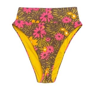 🍄3/$20 Aerie high cut cheeky Floral Bikini Bottom in Pink and Yellow